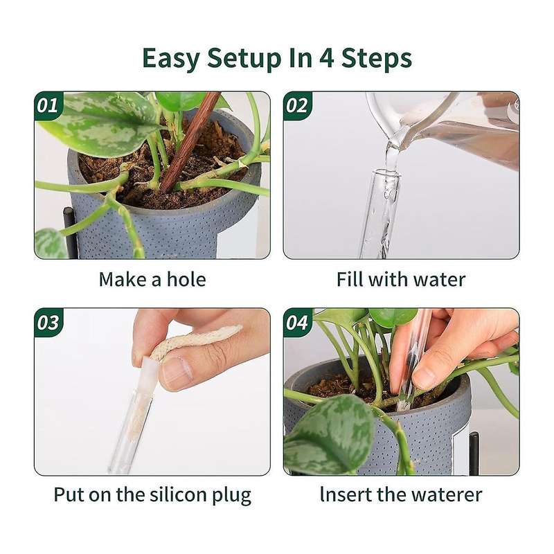 2 Weeks Extra Plant Self Watering Globes, Light Color Glass Water Bulbs for Indoor Plants Vacation W