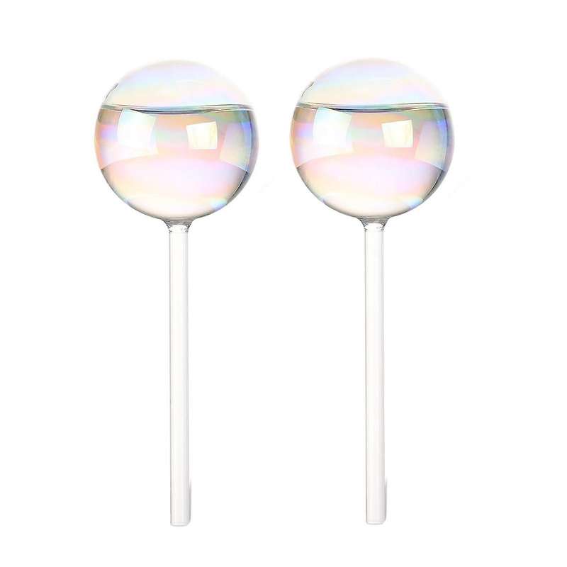 2 Weeks Extra Plant Self Watering Globes, Light Color Glass Water Bulbs for Indoor Plants Vacation W
