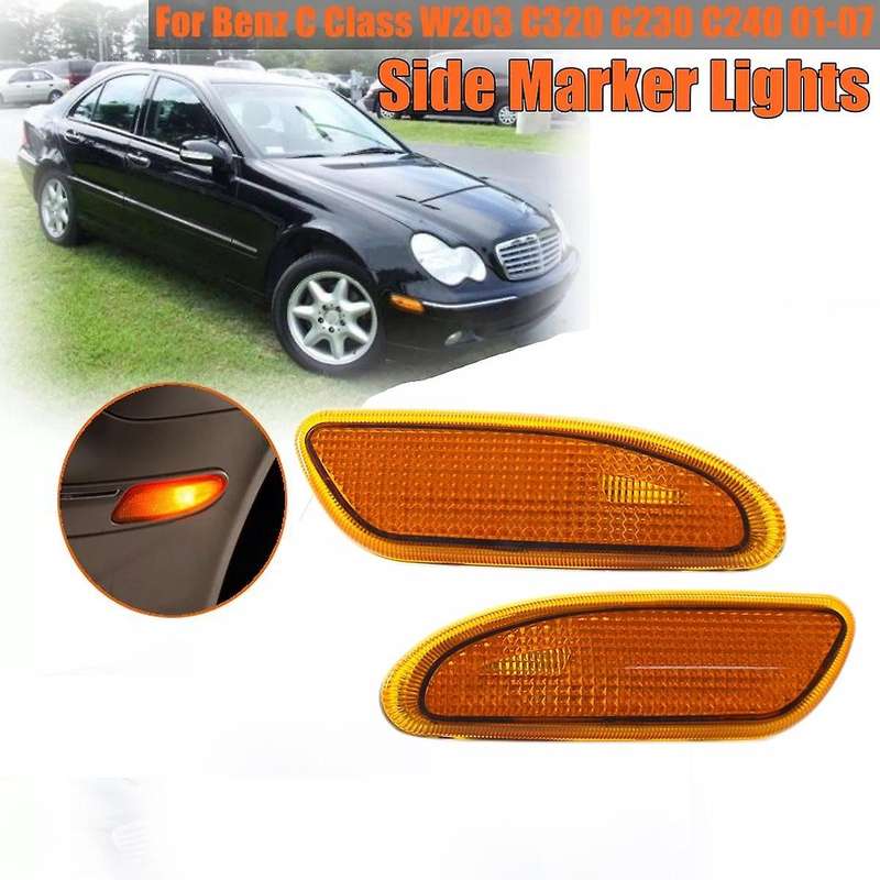 2 x Front Bumper Turn Signal Side Marker Light without Bulb for C Class W203 C320 C230 C240 2001-200