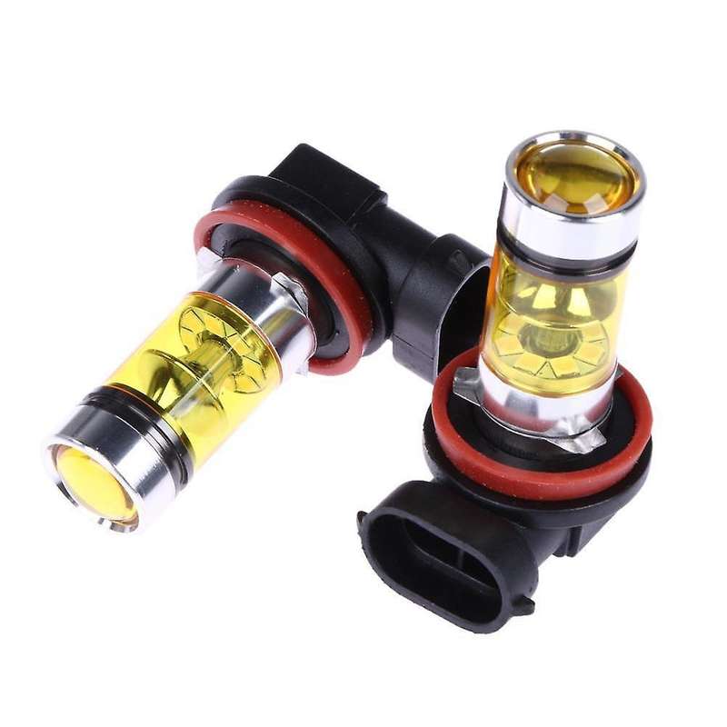 2 X High Led Lights 100W H8 H11 Yellow Fog Light 2828 20Led Headlight Lamp