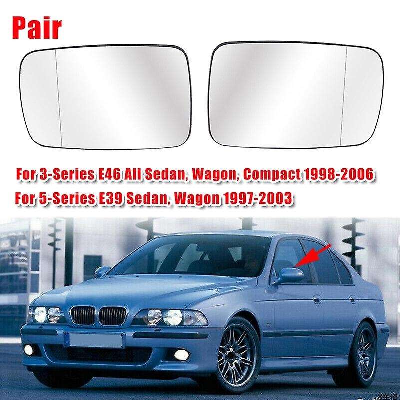 2 x Side Wing Mirror Rearview Mirror Glass Heated for E39 E46 320I 330I 325I 525I 1998-2006 LH/RH 51