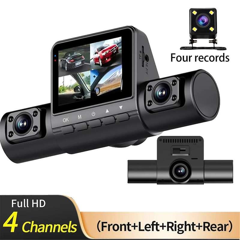 2.0-Inch Car Quad-Record HD Night Vision Tachograph Car Front and Rear Left and Right Simultaneously