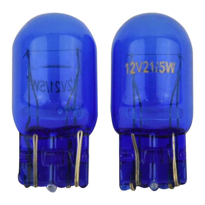 2 x W21 5W T20 580 Dual Filament Sidelight 7443 Super White HID Xenon Bulbs 6000k