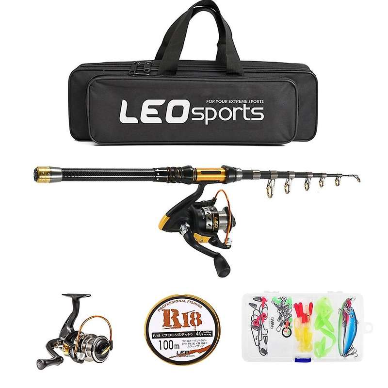 2.1M Telescopic Fishing Rod and Reel Combo Full Kit Spinning Fishing Reel Gear Organizer Pole Set wi