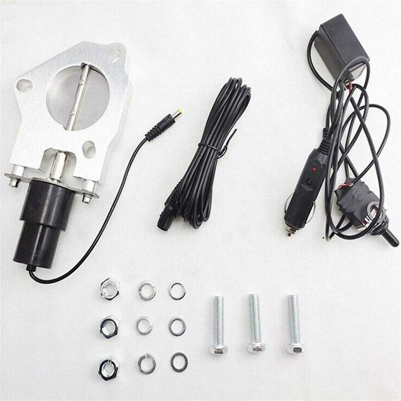 2.5in/63mm Electric Exhaust Cutout Valve Control Motor Cut Out Kit with Manual Switch Universal Ele