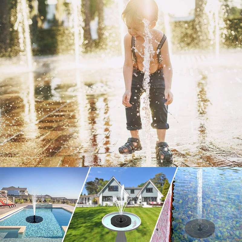 2.5W Solar Power Water Fountain Pump for Bird Bath Pond Garden Decoration with LED Night Light & 4 S