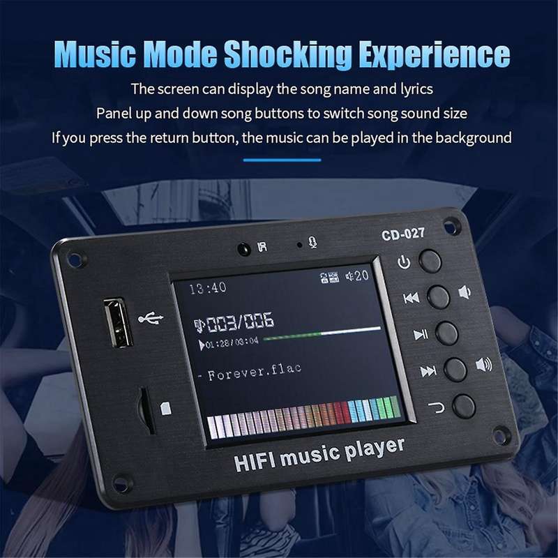 2.8-inch Color Screen Bluetooth 5.1 Car Synchronization Lossless Decoding Board Time Alarm Clock Fm