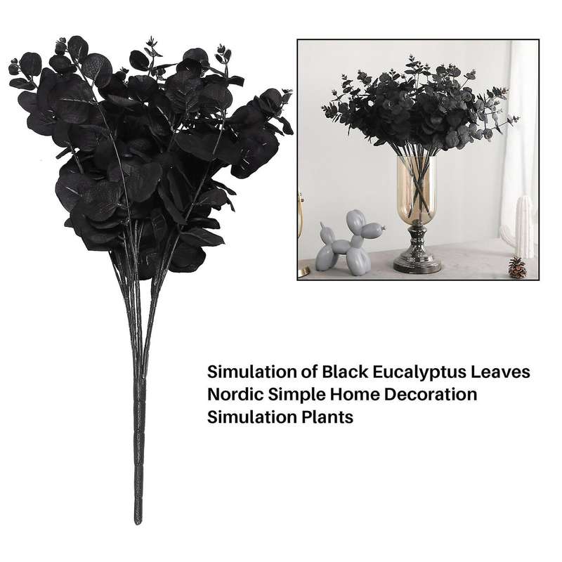 20 Heads Artificial Black Eucalyptus Flower Plant Wedding Party Decoration