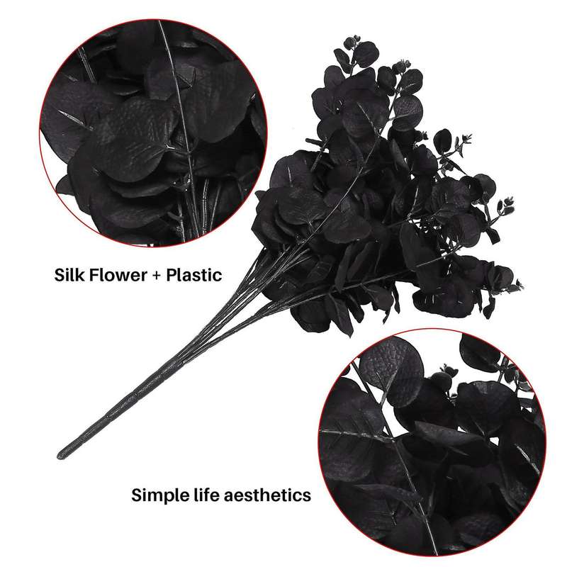 20 Heads Artificial Black Eucalyptus Flower Plant Wedding Party Decoration