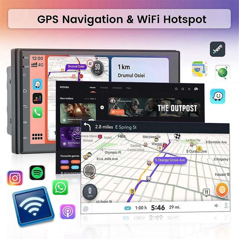 2+64G Android 13 Double Din Car Stereo with Wireless Carplay, 7 Inch Touch Screen Android Auto Car R