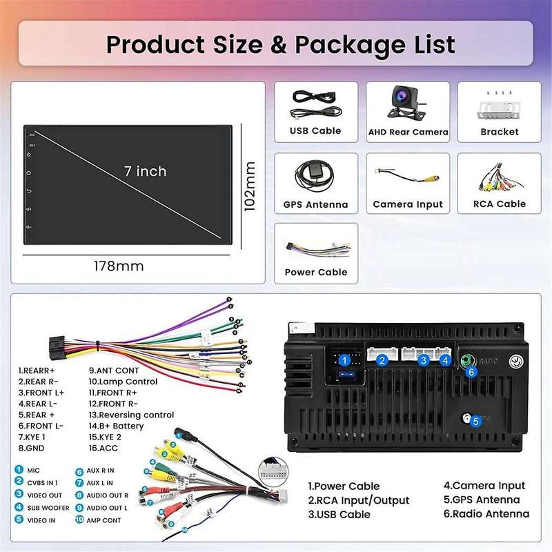 2+64G Android 13 Double Din Car Stereo with Wireless Carplay, 7 Inch Touch Screen Android Auto Car R