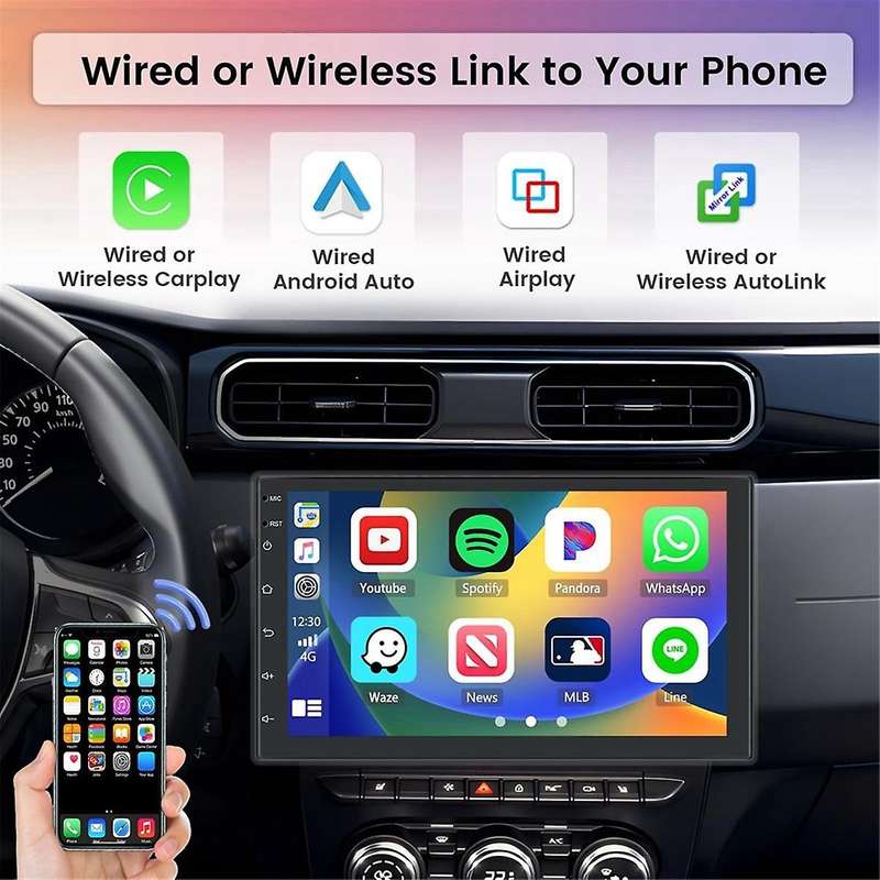 2+64G Android 13 Double Din Car Stereo with Wireless Carplay, 7 Inch Touch Screen Android Auto Car R