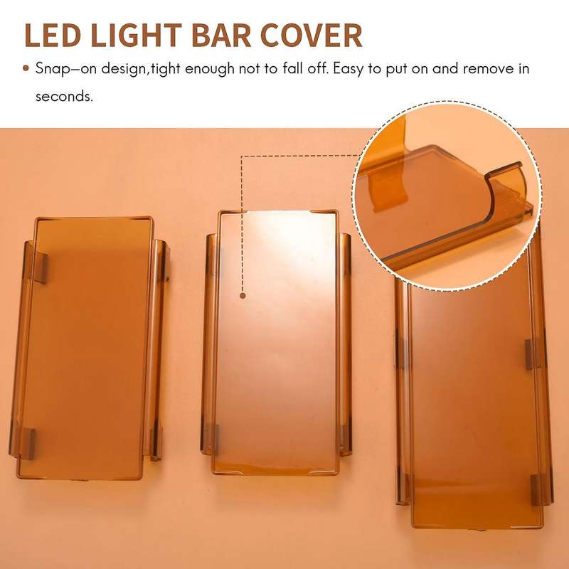 20 Inch Amber Snap On Lens Cover 6 Inch + 8 Inch for Offroad Led Light Bar Atv Suv