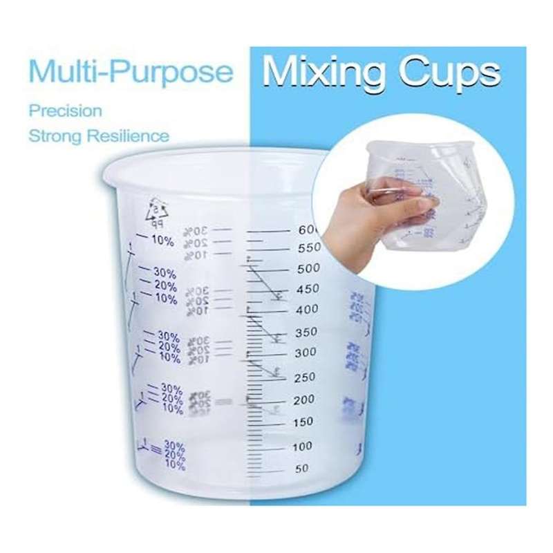 20 Oz (600 Ml) Plastic Measuring Cup, 48 Cups and 50 Sheets Of Filter Paper, 1 Paint Stir Stick, for