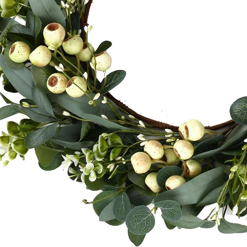 20 Inch Wreaths for Front Door, Green Eucalyptus Wreath for Spring Wreaths for Front Door, Wreath W