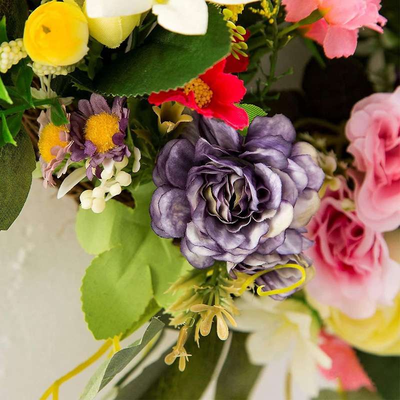 20 Inches Spring Door Floral Wreath Artificial Flower Wreath for Summer Front Door Wall Window Room