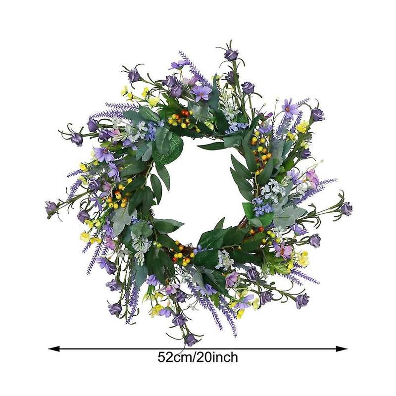 20 Inches Front Door Wreath Artificial Wreath for Wall Window Room Farmhouse Indoor Outdoor Decorati