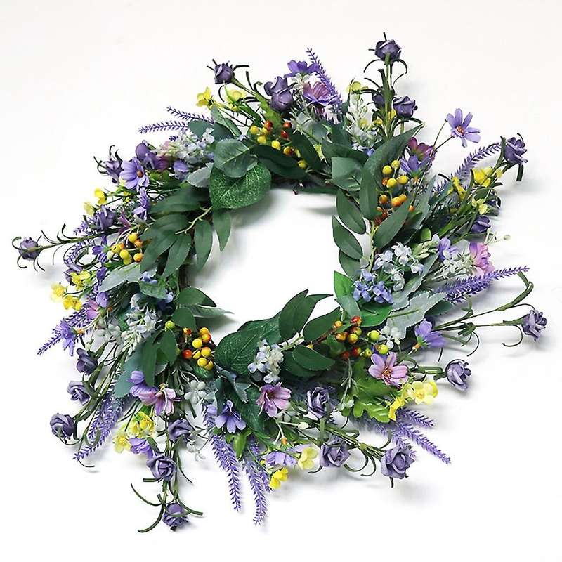 20 Inches Front Door Wreath Artificial Wreath for Wall Window Room Farmhouse Indoor Outdoor Decorati