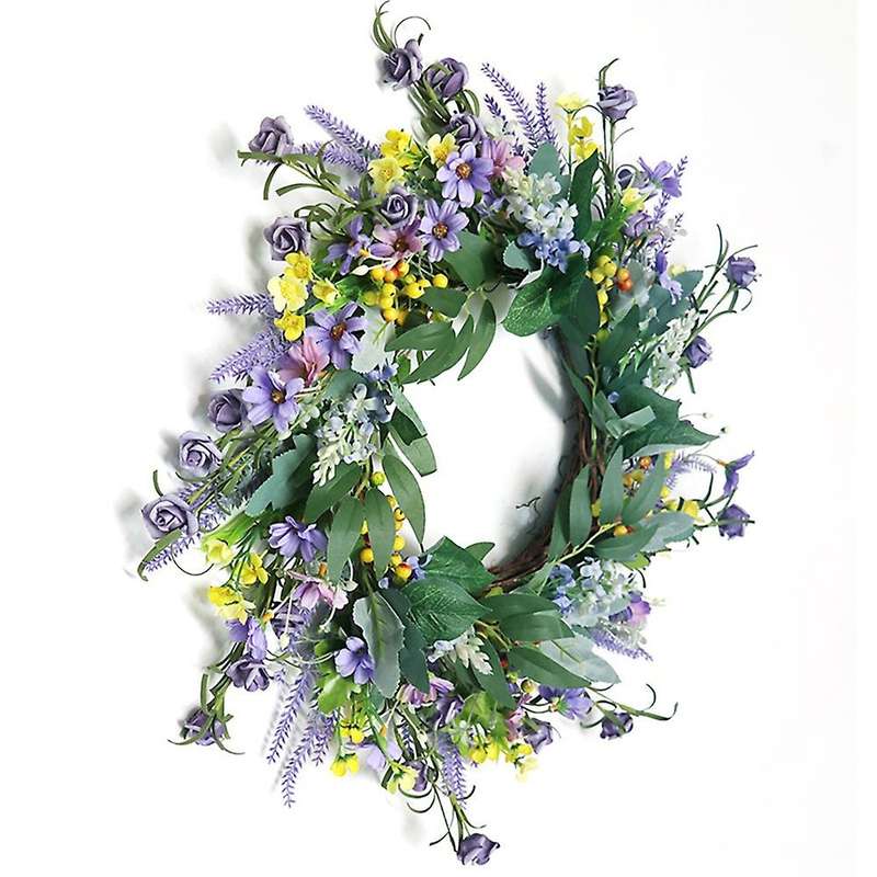 20 Inches Front Door Wreath Artificial Wreath for Wall Window Room Farmhouse Indoor Outdoor Decorati