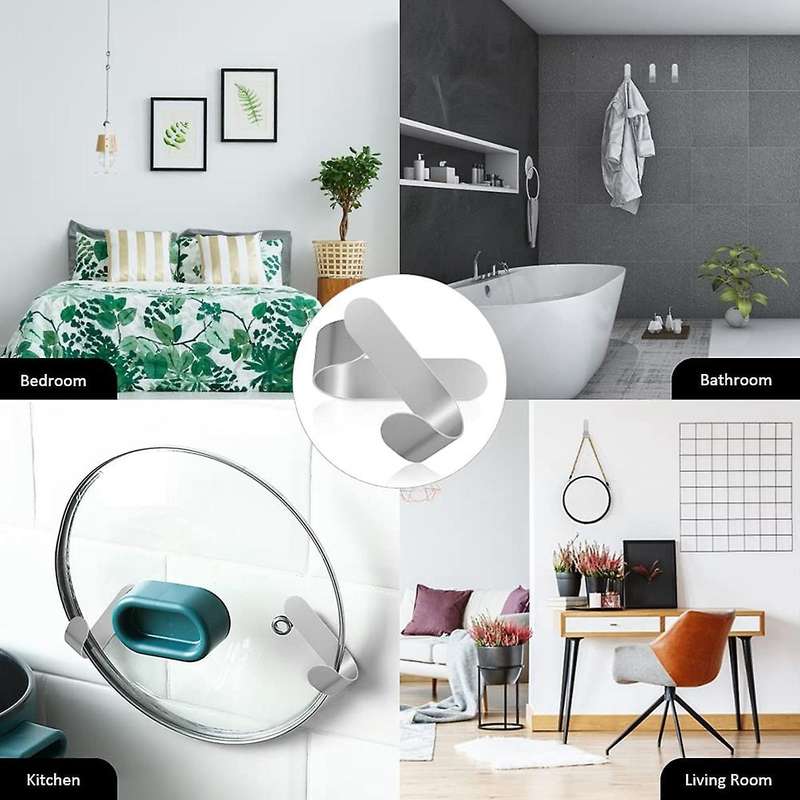 20 Pack Self Adhesive Hooks, Robe Bath Towel Stainless Steel Wall Hooks Utility Hooks Rustproof Wall