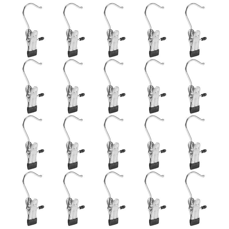 20 Pack Laundry Hooks with Clips,portable Hanger,stainless Steel Home Travel Hangers,for Bras,,pant