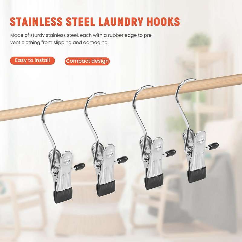 20 Pack Laundry Hooks with Clips,portable Hanger,stainless Steel Home Travel Hangers,for Bras,,pant