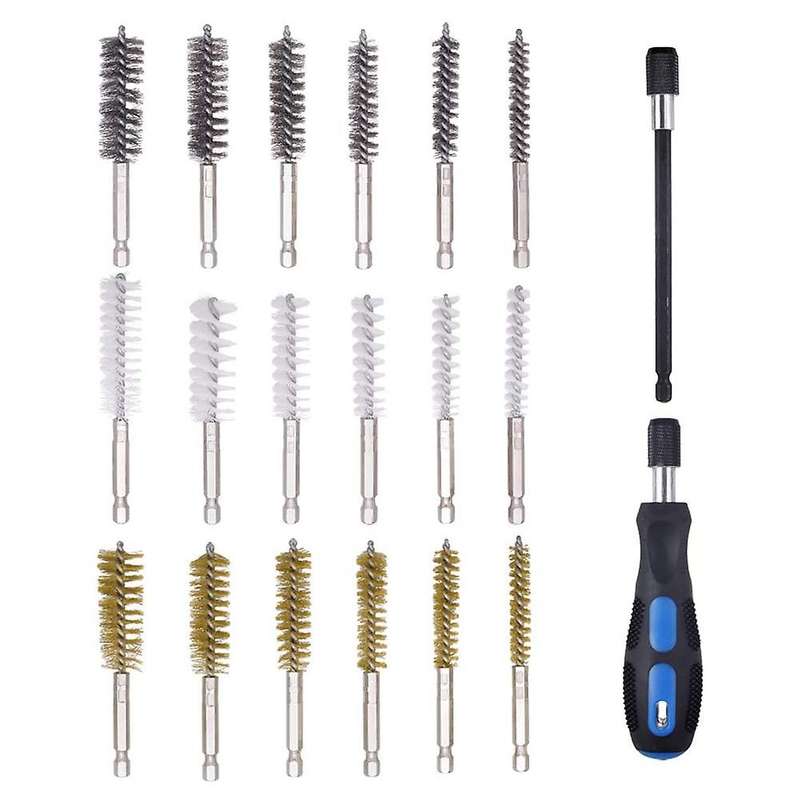 20 Pack Wire Brush Set for Power Drill Impact Driver, Stainless Steel, Brass, Nylon Cleaning Brush w