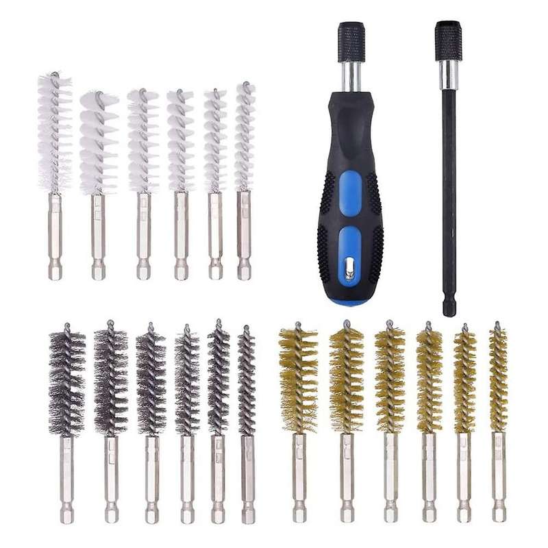20 Pack Wire Brush Set for Power Drill Impact Driver, Stainless Steel, Brass, Nylon Cleaning Brush w
