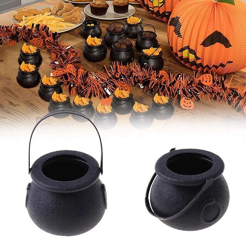 20 Pcs Candy Kettles Witch Skeleton Cauldron Holder Pot with Handle