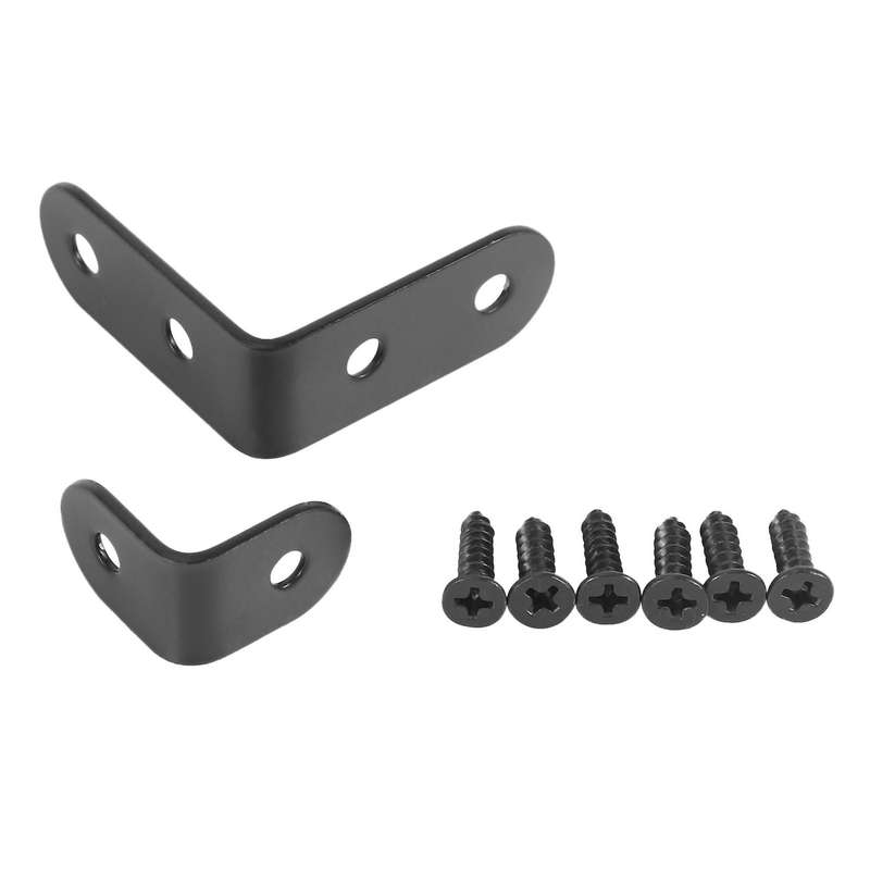 20 pcs Black L Brackets Stainless Steel Joint Bracket Fastener for Wood Chair Bookshelf Board Furni