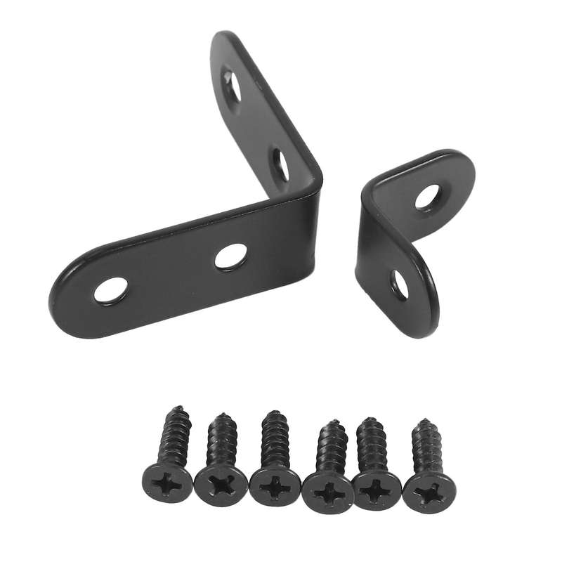 20 pcs Black L Brackets Stainless Steel Joint Bracket Fastener for Wood Chair Bookshelf Board Furni