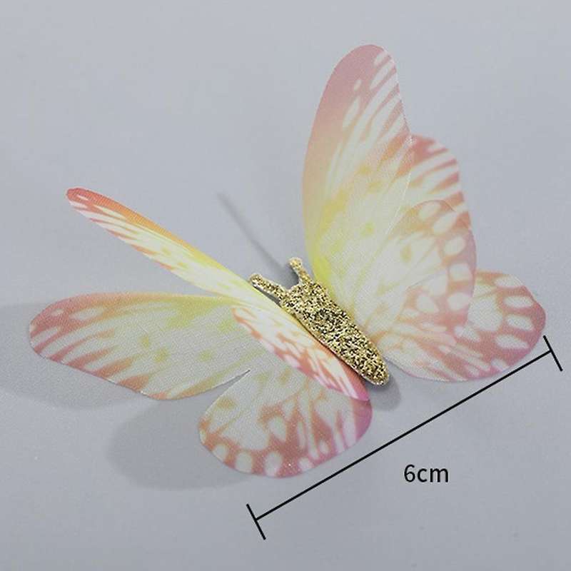 20 Pcs Double-Layer Three-Dimensional Butterfly 6cm Color Butterfly DIY Tulle Butterfly Applique for