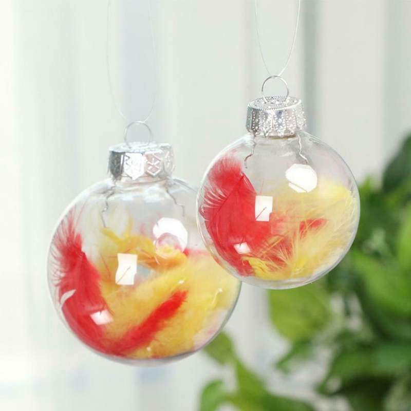 20 PCS DIY Clear Plastic Fillable Ornament Christmas Balls with Removable Silver Metal Cap for Chris