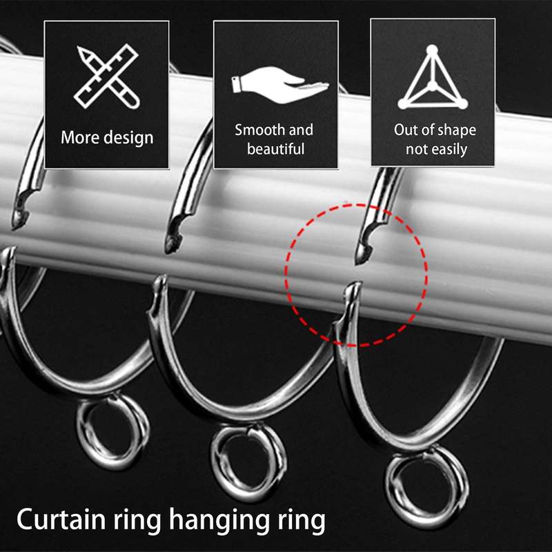 20 Pcs Openable Silver Curtain Rings Open and Close Metal Rustproof Drapery Loops with Eyelet for Ho