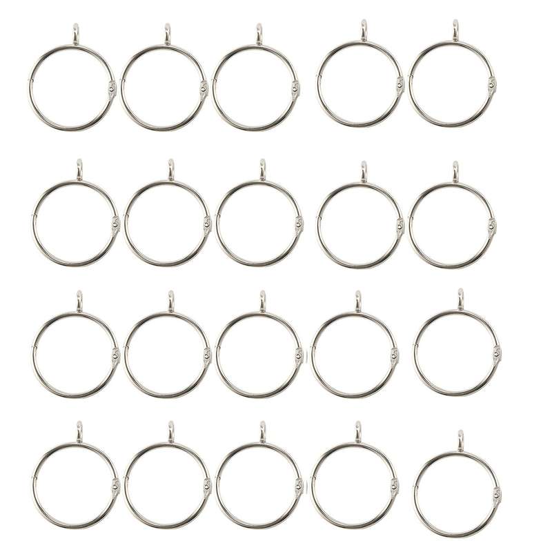 20 Pcs Openable Silver Curtain Rings Open and Close Metal Rustproof Drapery Loops with Eyelet for Ho