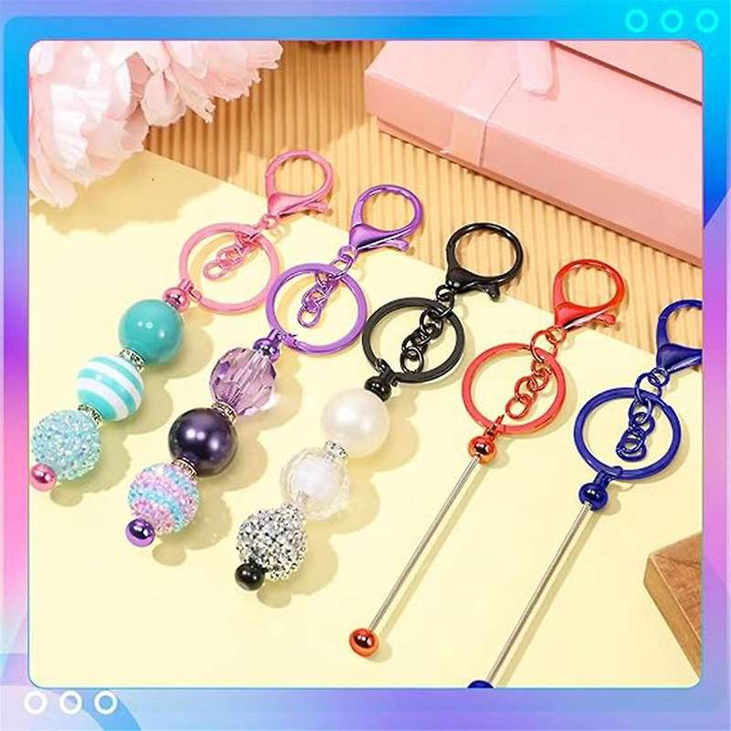 20 Pieces Beaded Key Chains Bulk 20 Hologram Bags 20 Thank You Cards Diy Pendant Craft Jewelry Makin