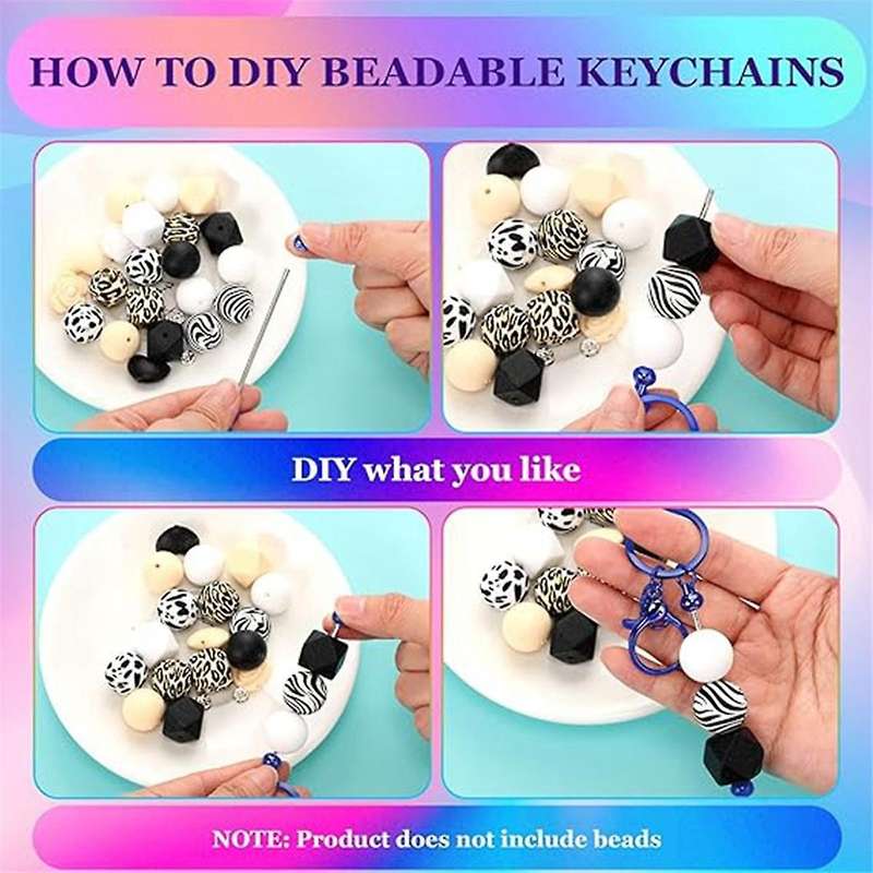 20 Pieces Beaded Key Chains Bulk 20 Hologram Bags 20 Thank You Cards Diy Pendant Craft Jewelry Makin