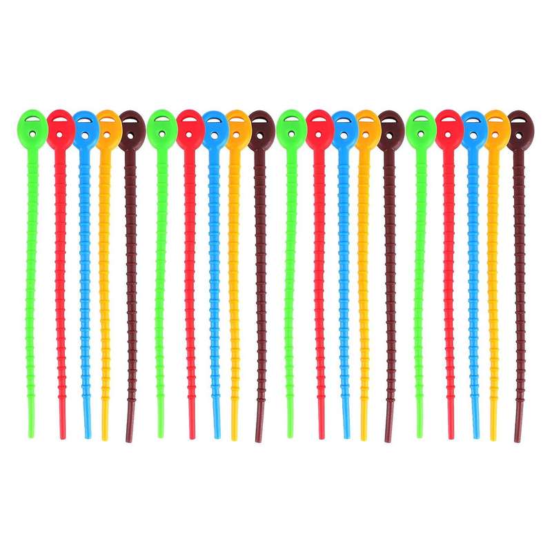 20 Pcs Silicone Cable Ties,durable Zip Ties, Bag Seal Clips, Cable Straps, Bread Ties, Rubber Twist