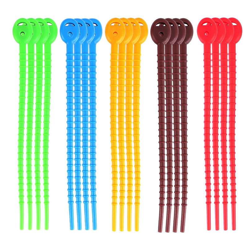 20 Pcs Silicone Cable Ties,durable Zip Ties, Bag Seal Clips, Cable Straps, Bread Ties, Rubber Twist
