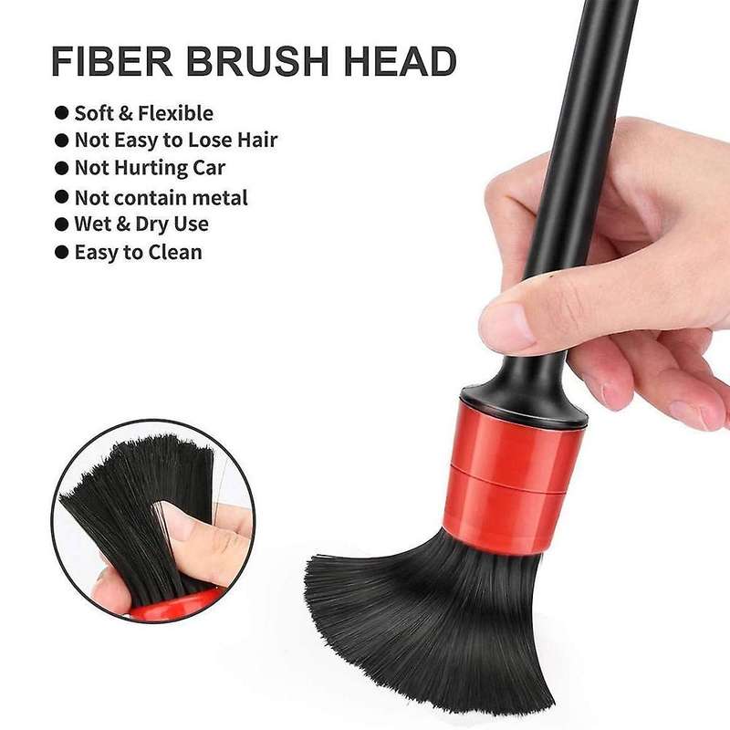 20 Pieces Auto Detailing Brush Set - 5 Different Sizes Mixed Fiber Plastic Handle Automotive Detail
