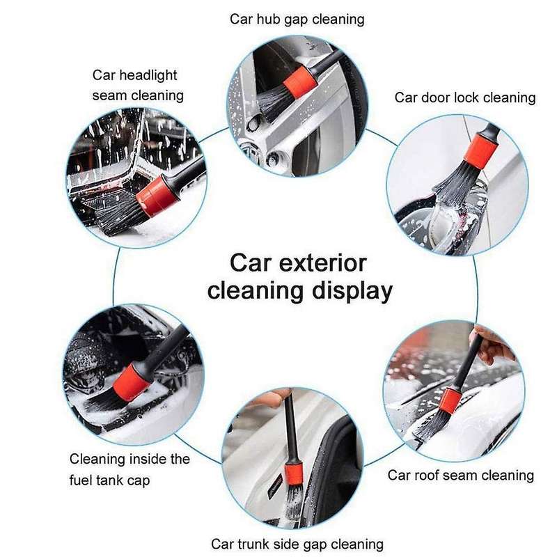 20 Pieces Auto Detailing Brush Set - 5 Different Sizes Mixed Fiber Plastic Handle Automotive Detail