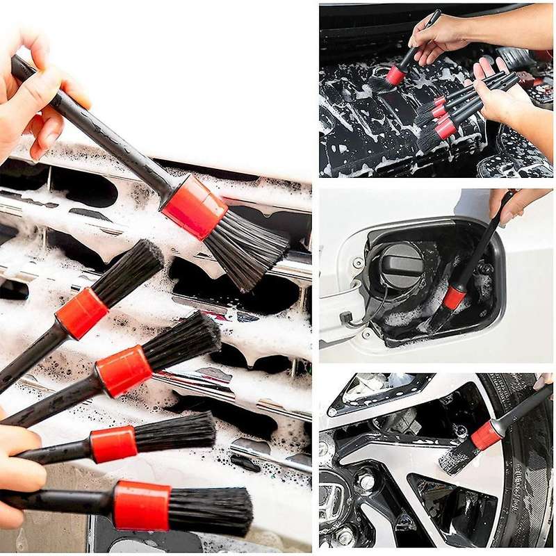 20 Pieces Auto Detailing Brush Set - 5 Different Sizes Mixed Fiber Plastic Handle Automotive Detail
