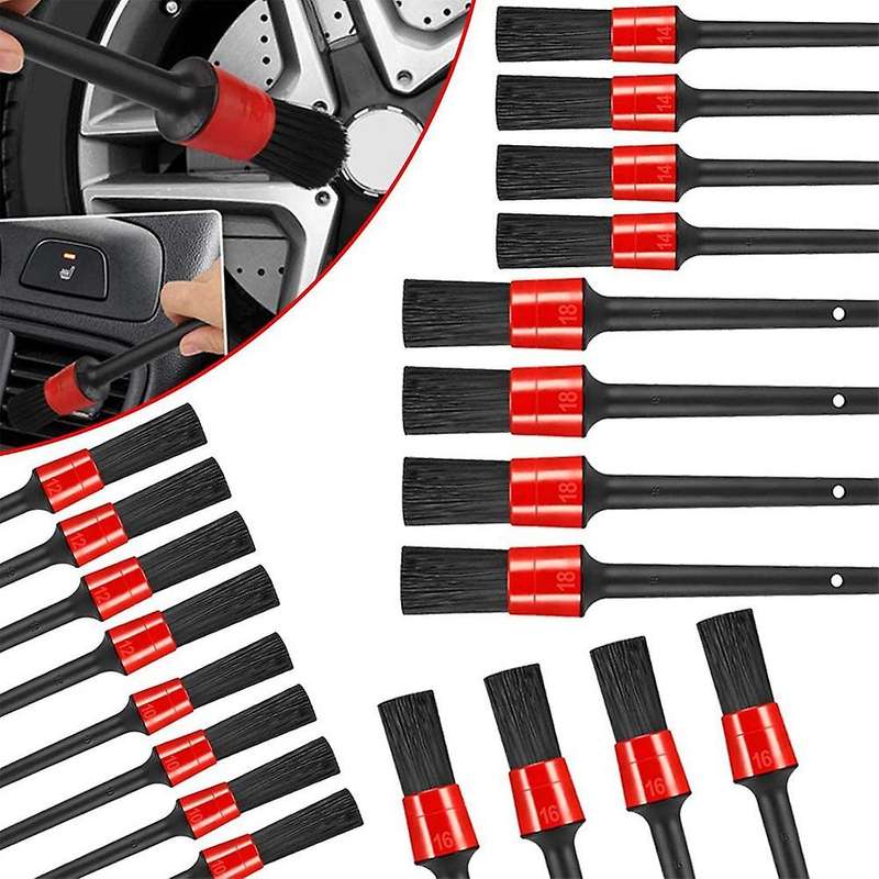 20 Pieces Auto Detailing Brush Set - 5 Different Sizes Mixed Fiber Plastic Handle Automotive Detail