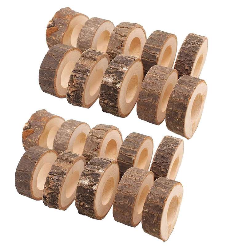 20 Pcs Wooden Napkin Ring Christmas Napkin Ring Holders Round Serviette Holder Decorative Napkin Rin