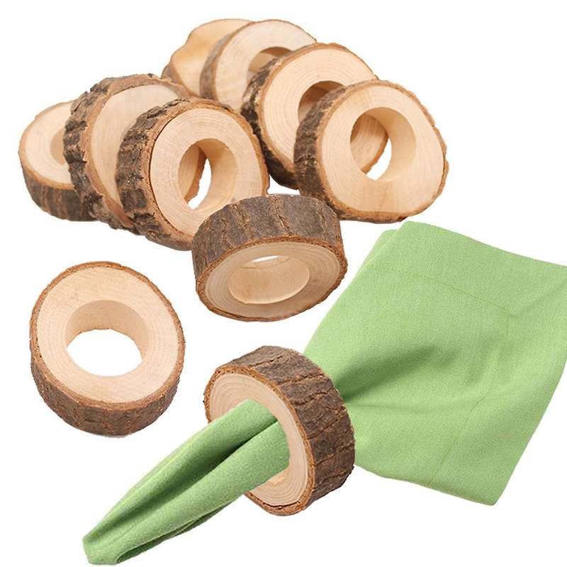 20 Pcs Wooden Napkin Ring Christmas Napkin Ring Holders Round Serviette Holder Decorative Napkin Rin
