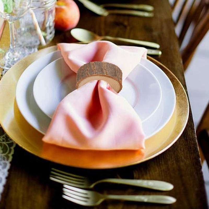 20 Pcs Wooden Napkin Ring Christmas Napkin Ring Holders Round Serviette Holder Decorative Napkin Rin