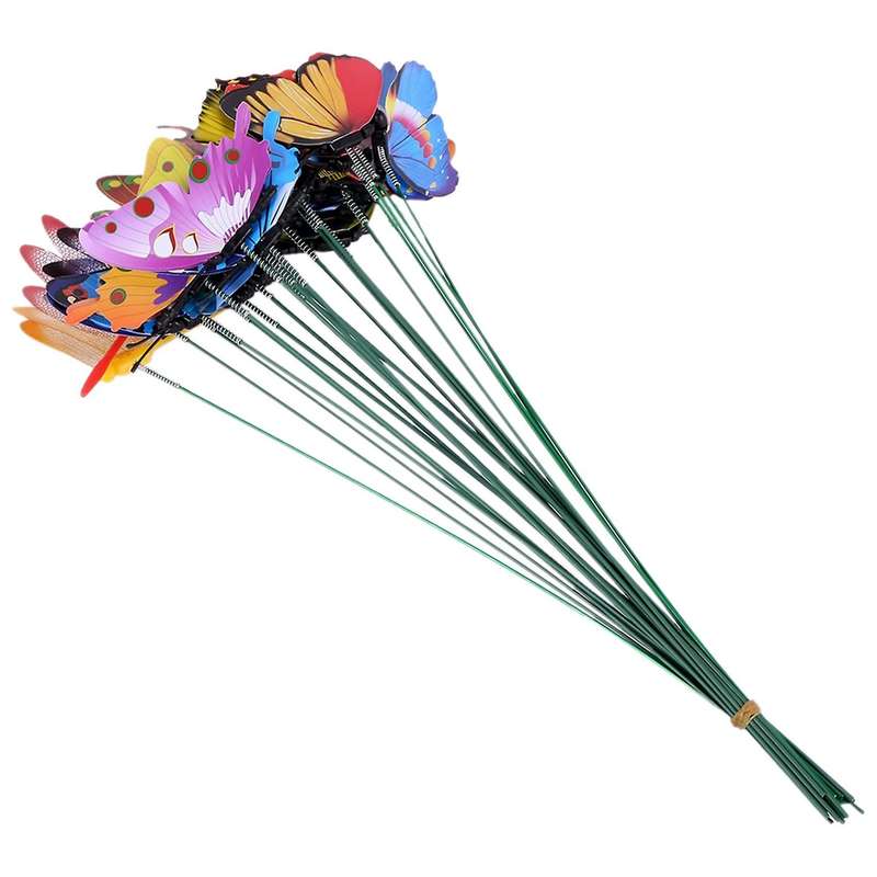 20 Pieces Garden Butterflies Stakes and 4 Pieces Dragonflies Stakes Garden Ornaments for Yard Patio