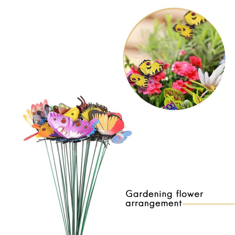 20 Pieces Garden Butterflies Stakes and 4 Pieces Dragonflies Stakes Garden Ornaments for Yard Patio