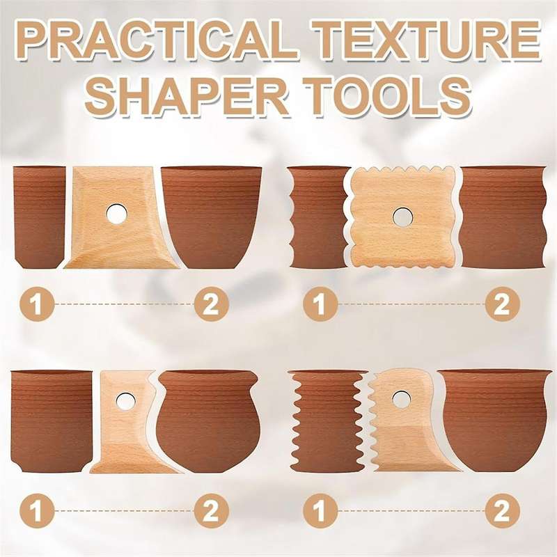 20 Pieces Pottery Ribbed Pottery Feet Shaping Tools Pottery Trimming Tools Clay Textured Ribs for Sc
