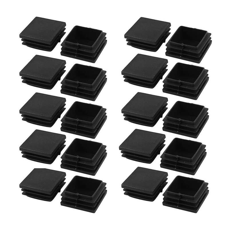 20 Pieces Plastic Square Tube Coupling Cap Plug Cap 40 Mm X 40 Mm Black